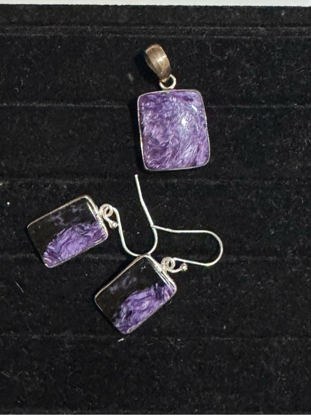 925 Sterling Silver Chariot Gemstone Pendant and Earrings Jewelry Set